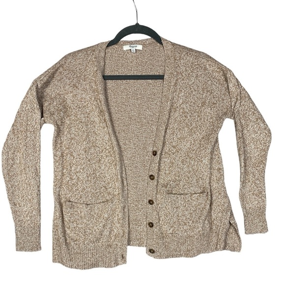 Madewell heathered brown cardigan with contrasting buttons minimalist basics - Picture 1 of 8